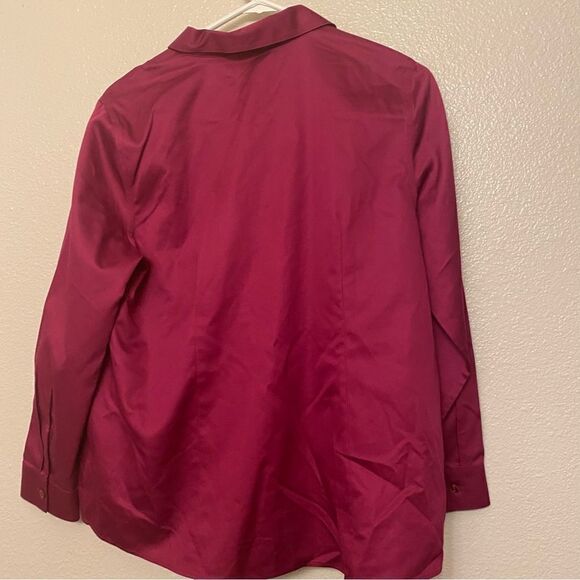 Chicos No-Iron colorful fuchsia hot pink  button down blouse top 1P/M/8-10P - Picture 2 of 7